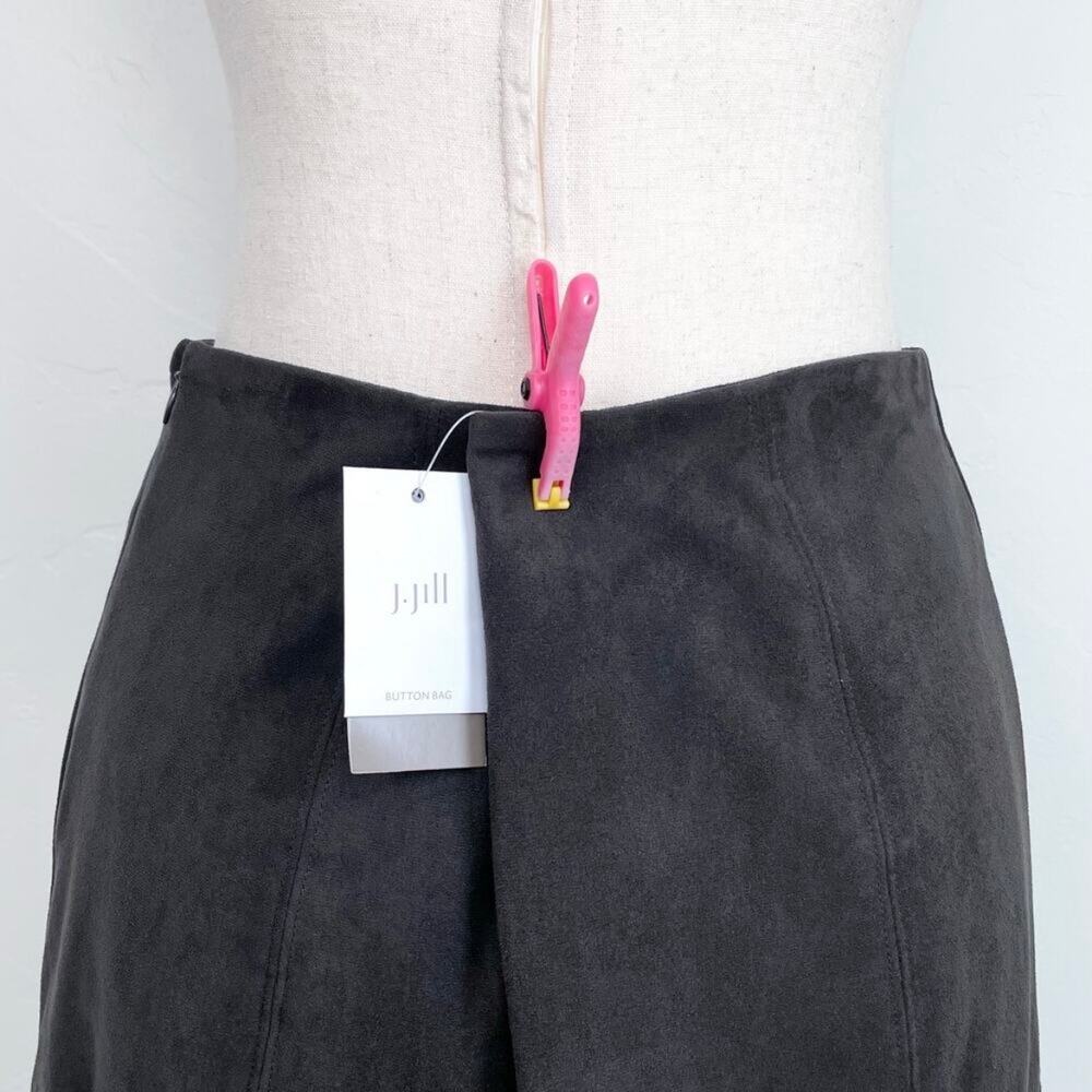 J. Jill SIZE 4 Brown Autumn Faux Suede Minimalist Pencil Mini A-Line Skirt NWT - Picture 6 of 12